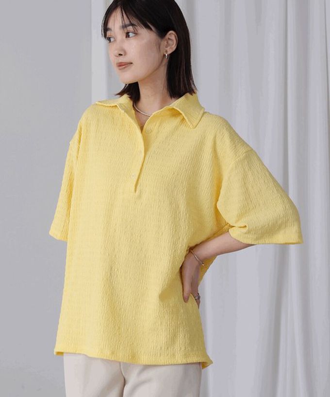 日本 Bab - 精緻紋理都會感五分袖上衣-淺棕