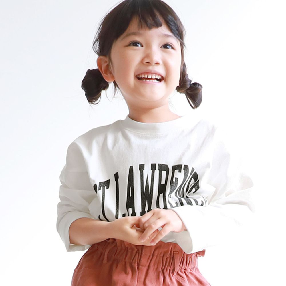 日本 COCA - 純棉英文印花長袖上衣-小孩-白