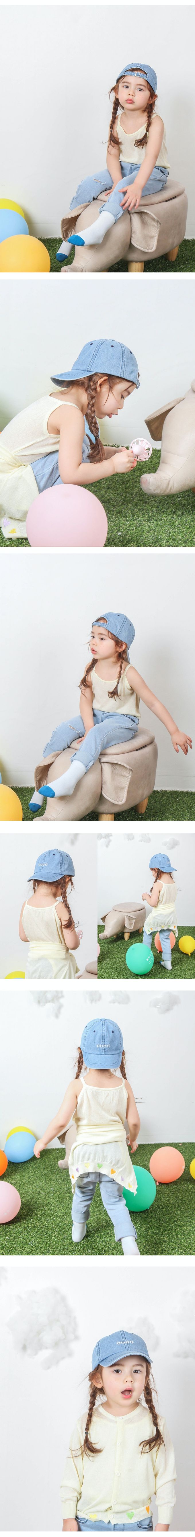 韓國 Babyblee - 正韓製coco刺繡印兒童老帽-湖綠 (FREE[頭圍約48~51cm])