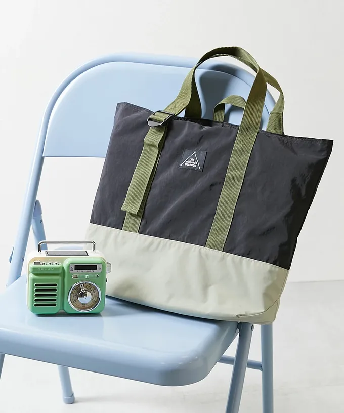 日本 devirock - 撞色輕量大方肩背上學提袋(背帶可調)-寶藍x海軍藍 (33x42cm)