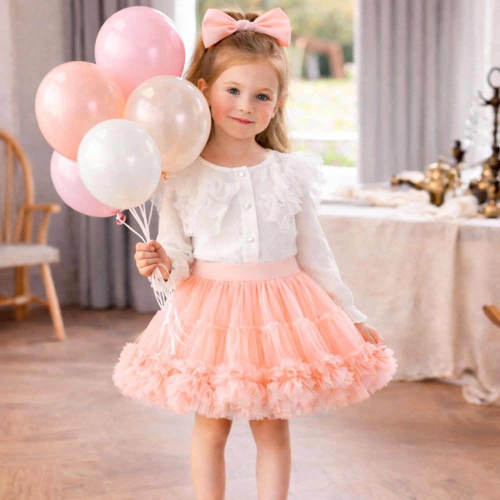 百搭超蓬多層次網紗澎澎裙蓬蓬裙(棉裡布)-雪芽蜜桃粉色