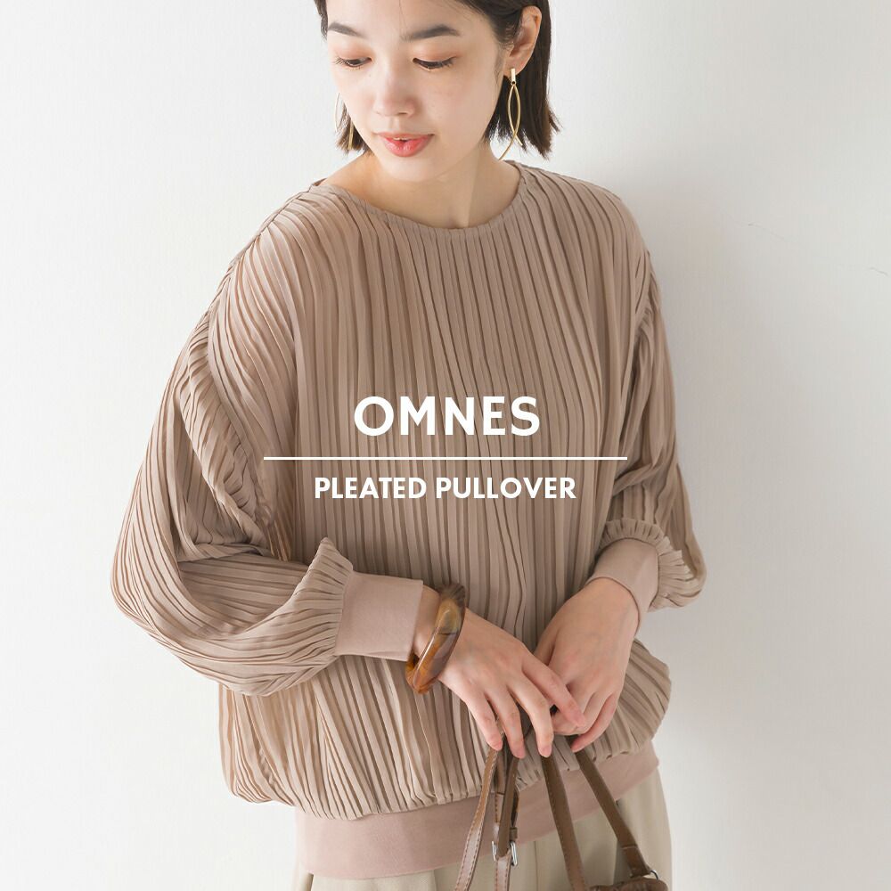 日本 OMNES - 微透感百摺薄長袖上衣-黑