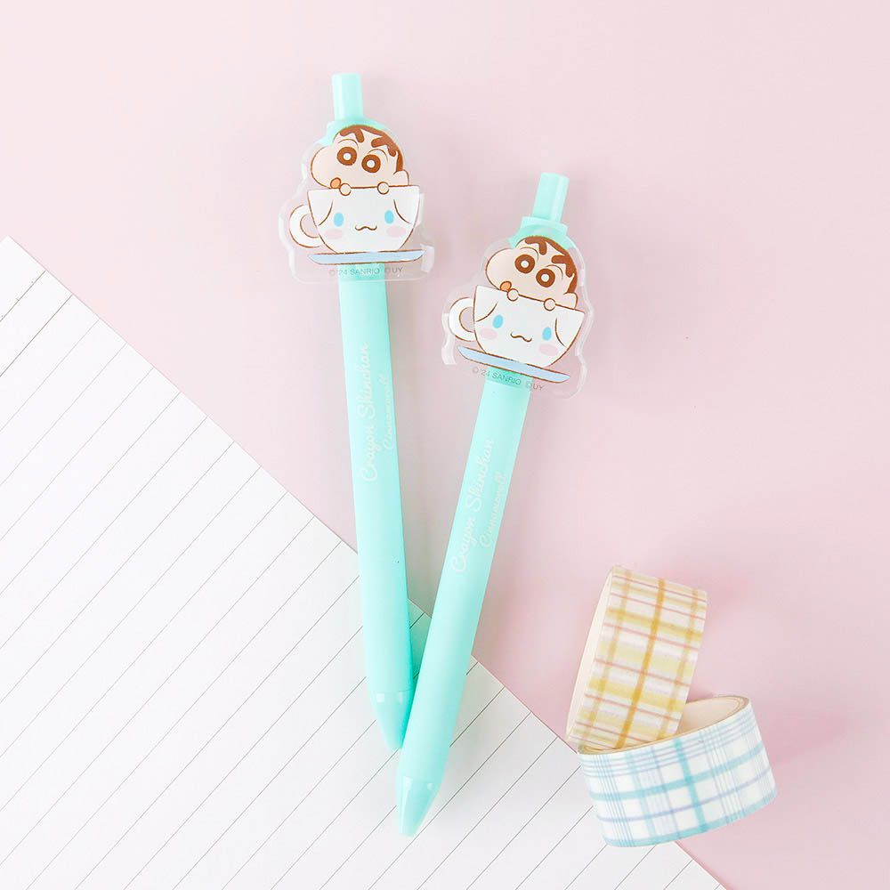 0.7mm卡通裝飾原子筆(黑筆芯)-卡通人物小新X大耳狗-湖水綠-單入