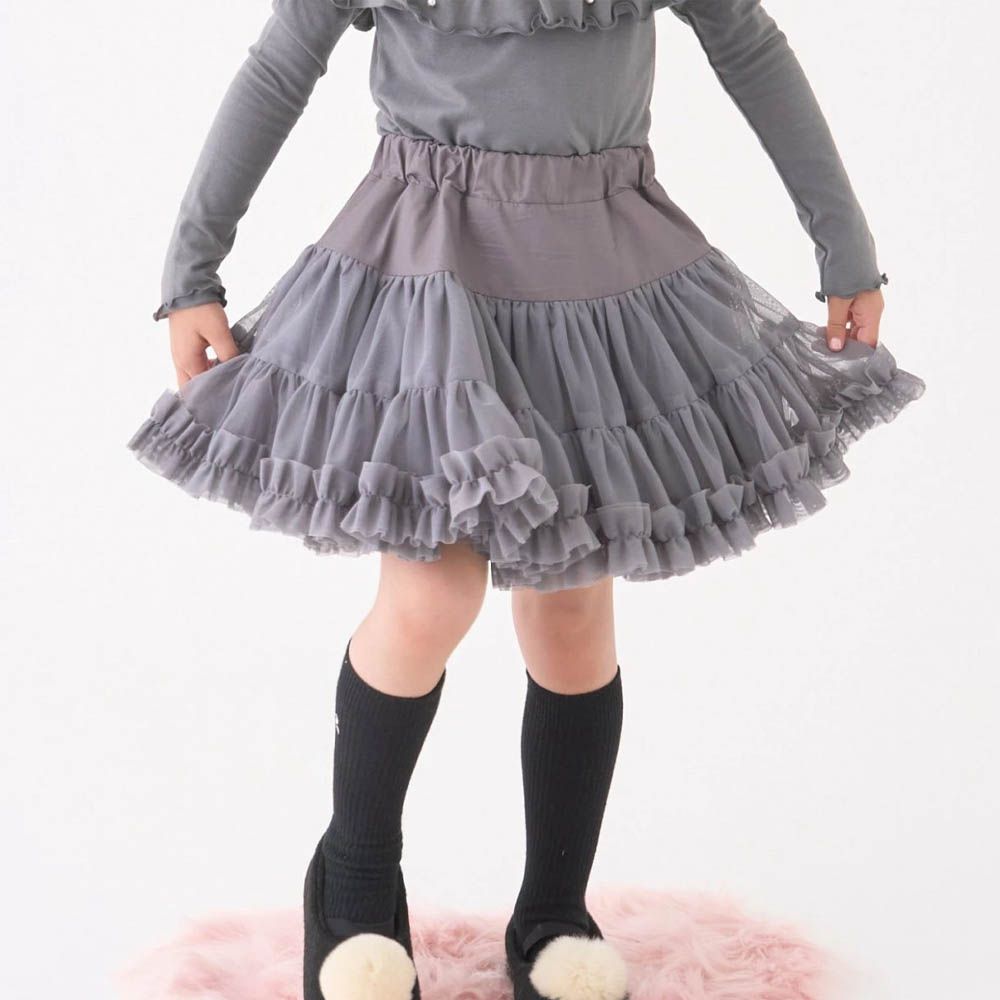 高級蕾絲 夢幻蓬蓬短裙(含安全褲)-炭灰