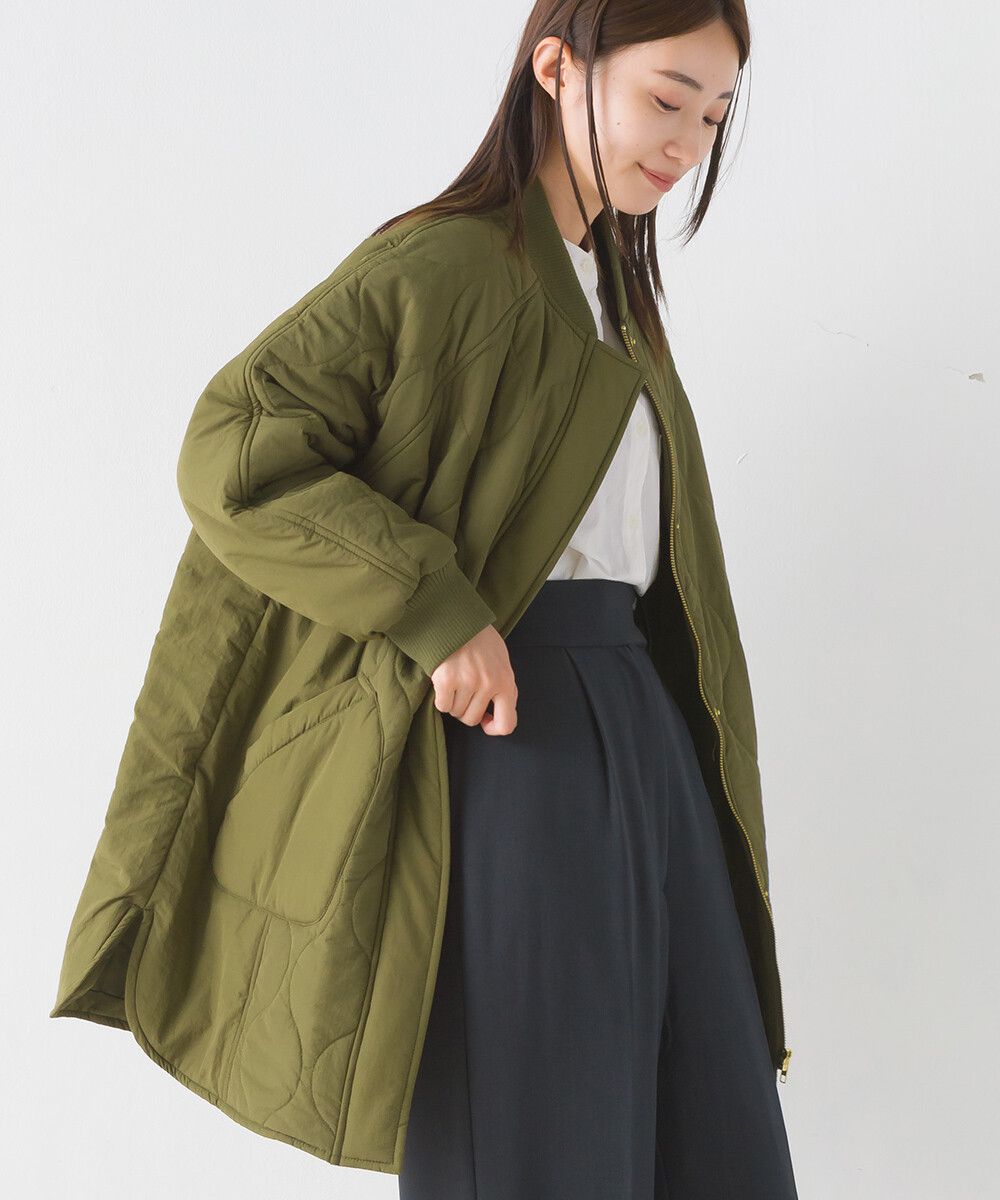 日本 OMNES - 休閒絎縫微長版大衣外套-黑