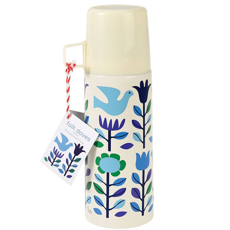 英國 Rex London - 不鏽鋼兩用保溫/保冷水瓶-藍鴿子(350ML)