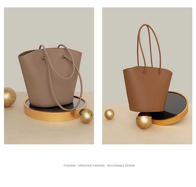 真皮原創大容量單肩托特包-陶土棕 (33x18x27cm)