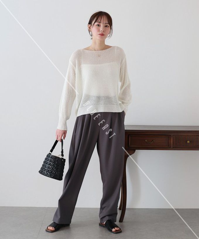 日本 BLUE EAST - 典雅船領閃爍亮片網眼針織上衣-藍