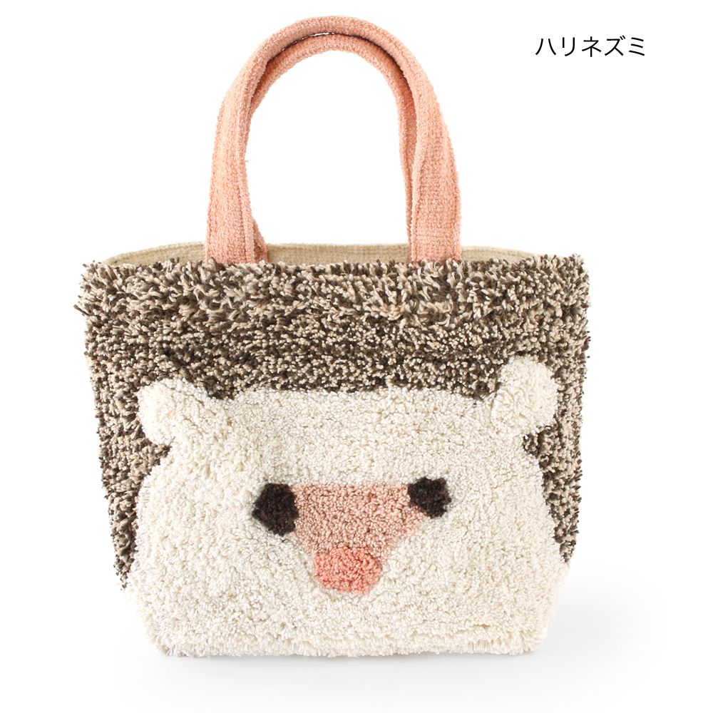 日本 TOMO - 可愛動物刺繡帆布包/提袋-小刺蝟 (29×21×D10cm)