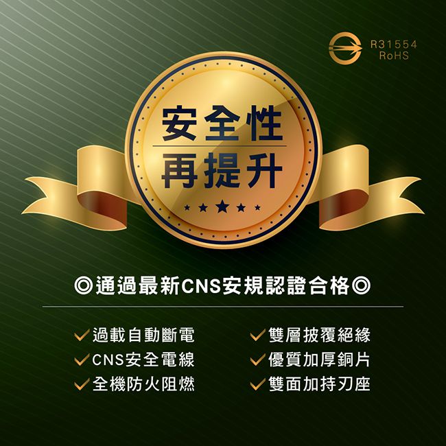 KINYO - 臺灣製1開4插安全延長線(1.8M)-綠色