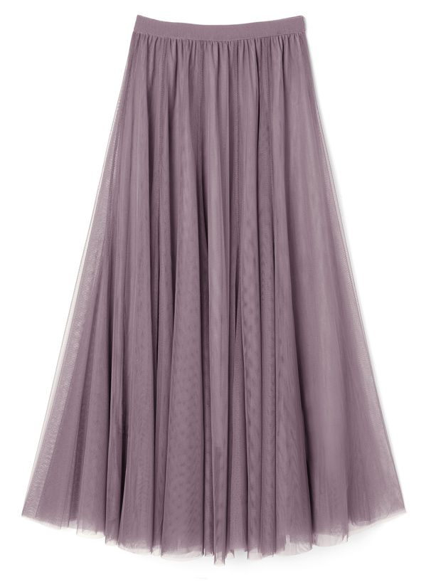 日本 GRL - 飄逸顯瘦雙層傘紗裙-灰摩卡 (M)