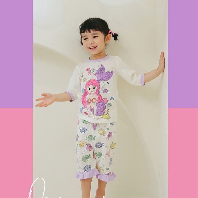 正韓 Puco - 超優質嬰幼兒/兒童七分袖100% 有機純棉家居服/睡衣-美人魚