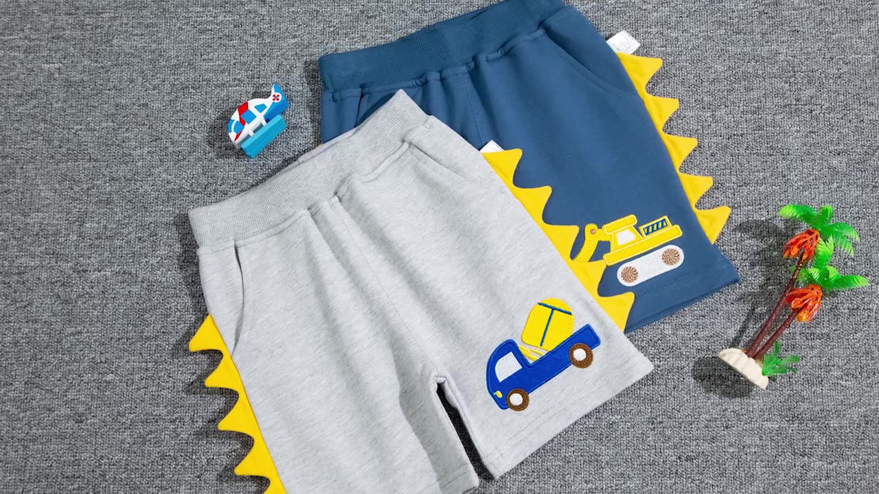 純棉運動短褲-立體小貨車-灰色