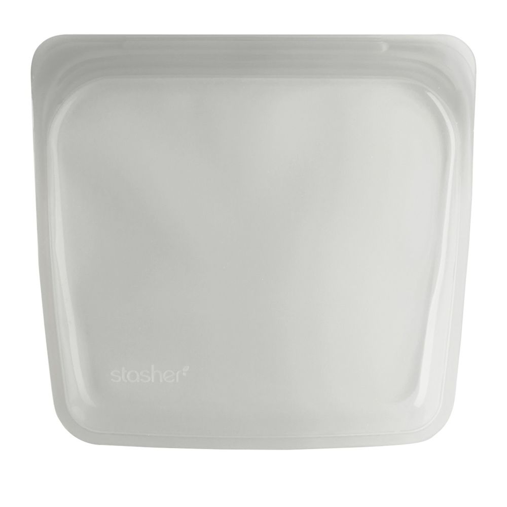 美國 Stasher - 食品級白金矽膠密封食物袋-方形-雲霧白 (828ml)