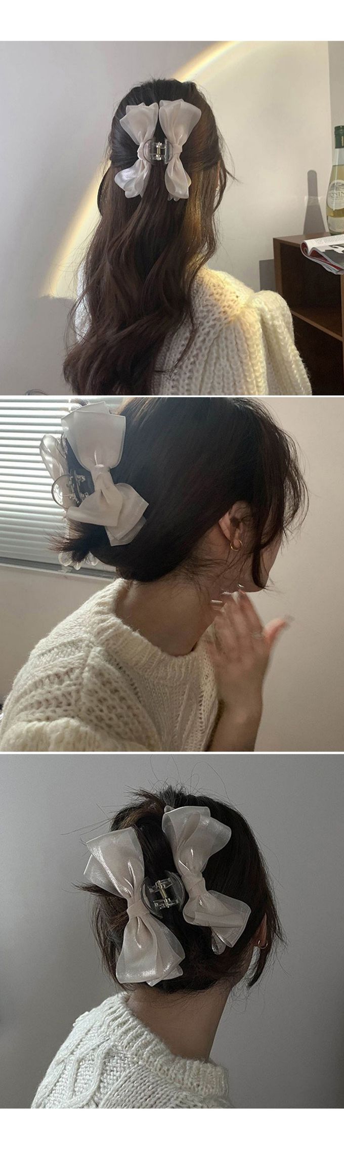 韓國 Soo&Soo - 低調光澤蝴蝶結髮夾/抓夾-杏