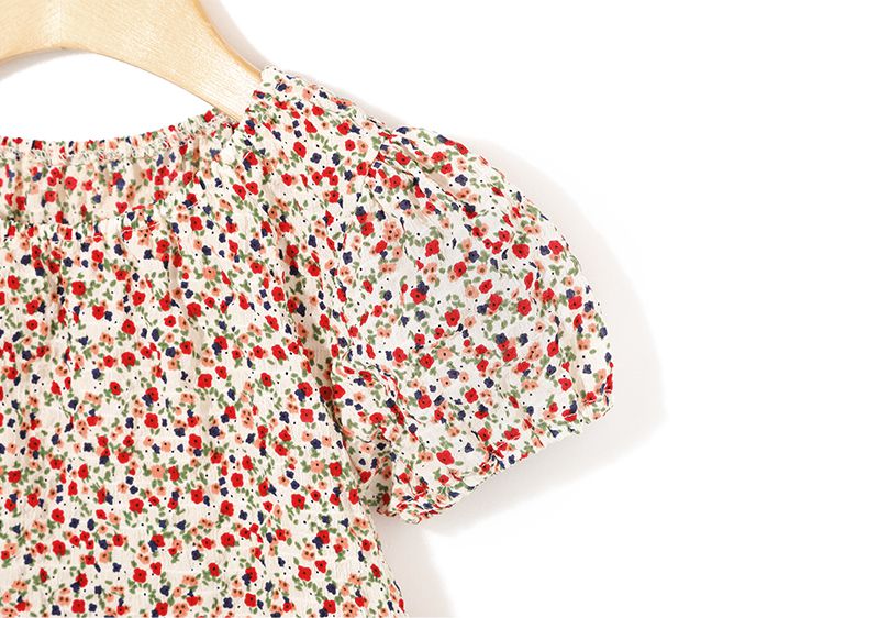 韓國 OZKIZ - 滿版碎花荷葉下襬套裝