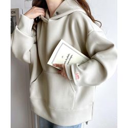 日本 Classical Elf - Java 舒適空氣棉長袖帽T-淺杏棕