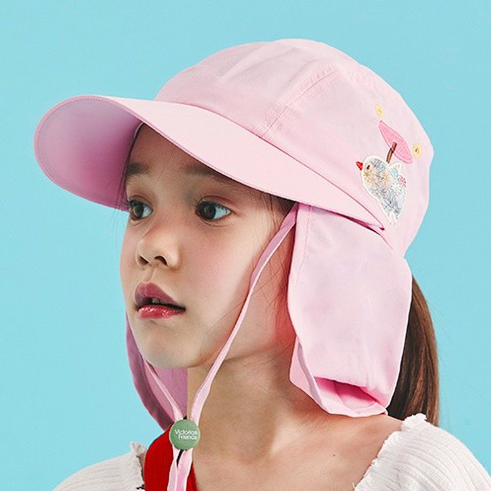 韓國 Victoria & Friends - UPF 50+ 防潑水透氣遮脖戲水帽-嫩粉紅