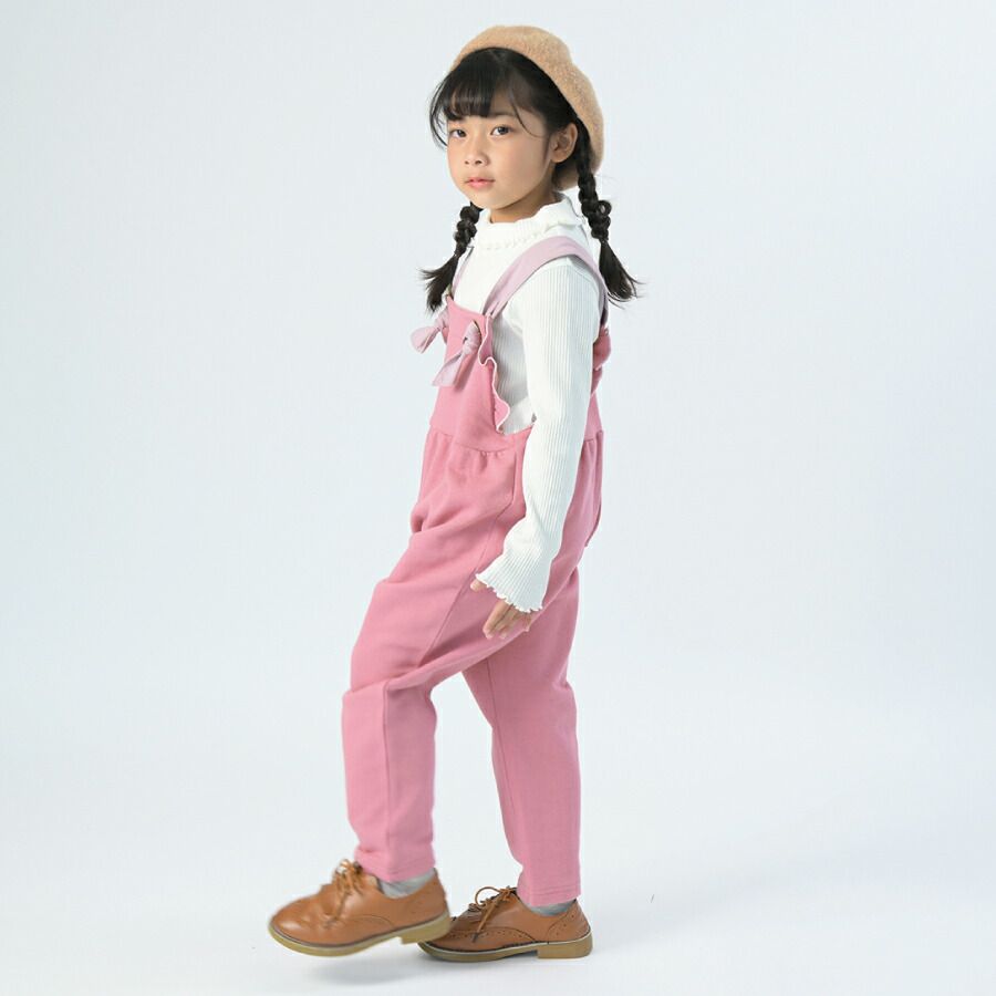 日本 evercloset - 扭結捲捲邊吊帶褲-摩卡