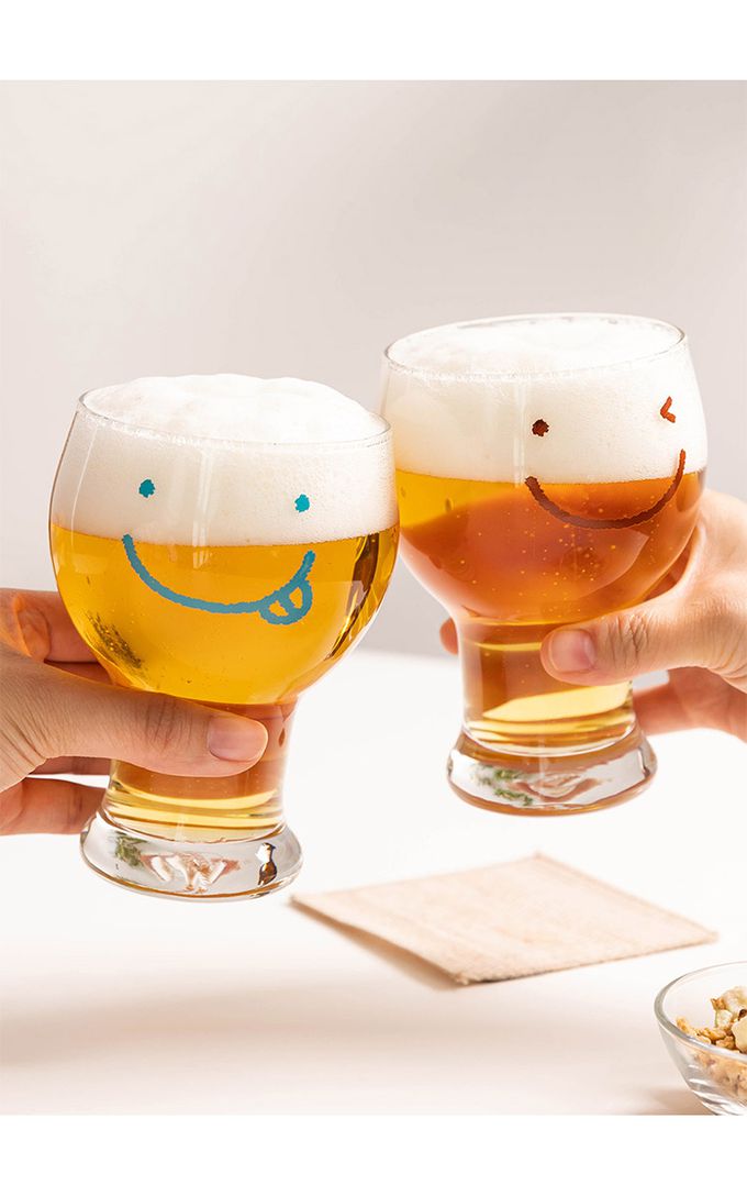 韓國 SSUEIM - 微笑款玻璃啤酒杯6件組450ml