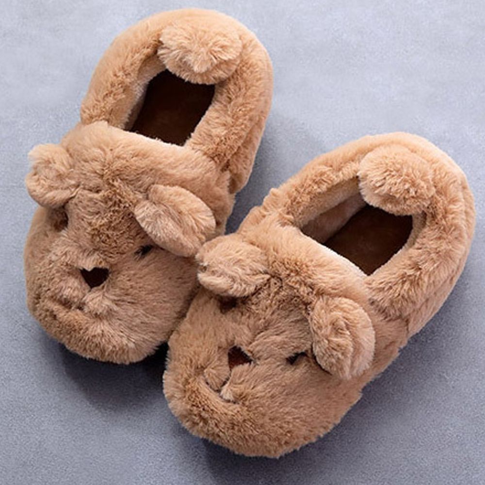 韓國 OZKIZ - (剩16cm)厚底絨毛動物室內鞋-咖啡熊
