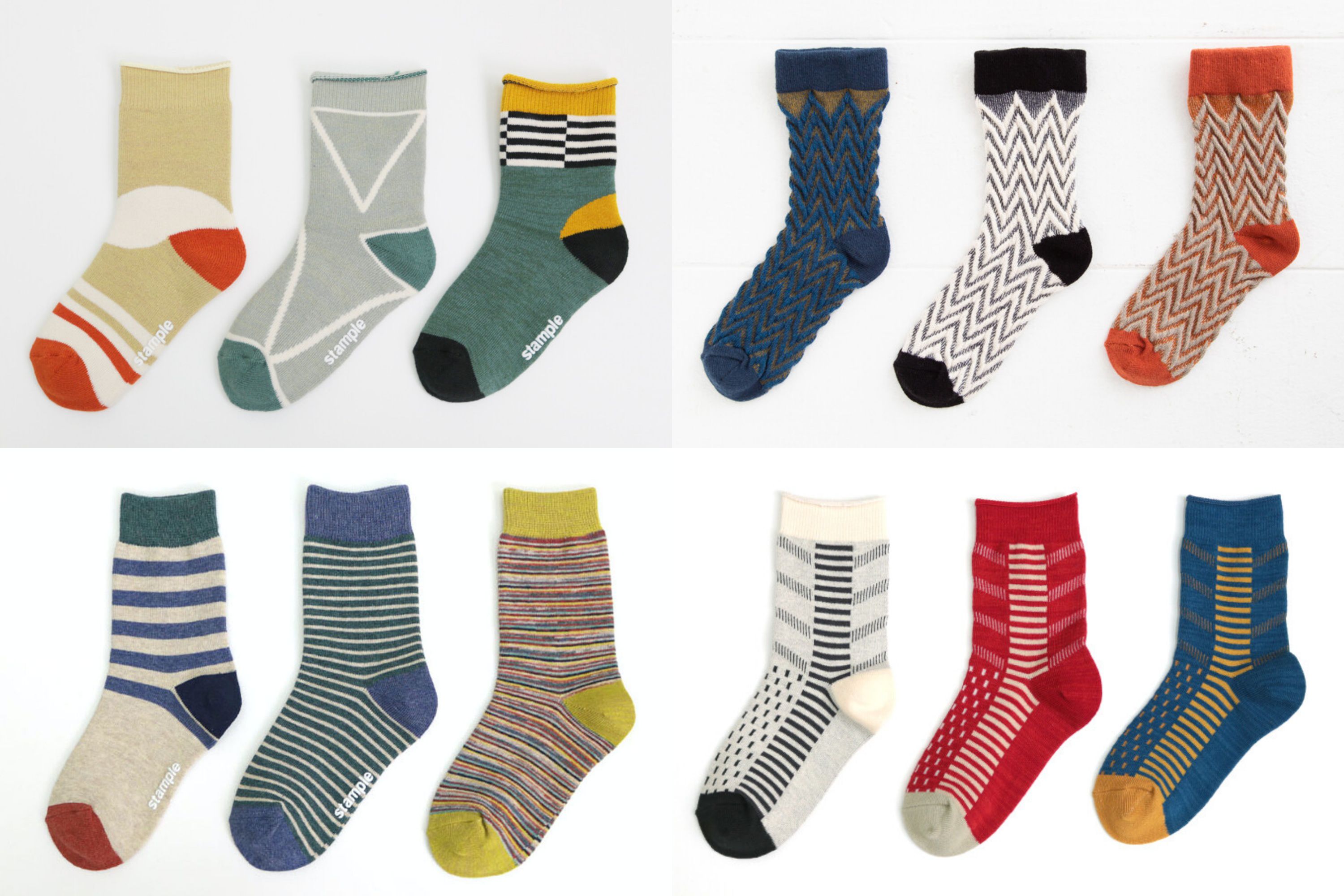 日本 stample - (兒童)中筒襪-超值三雙組-點點-A(粉x綠xX灰)