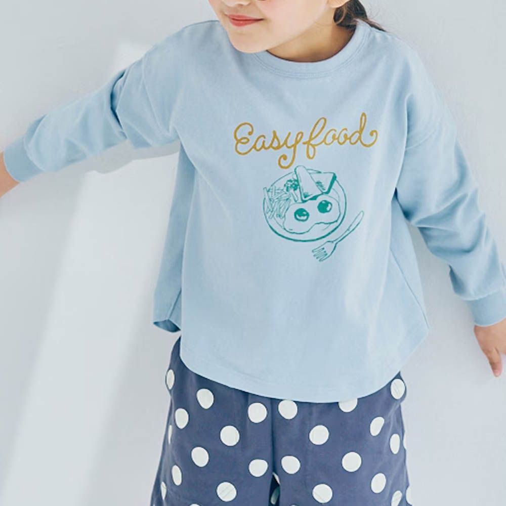 7days 天竺棉印花長袖上衣-美式早餐-淺水藍