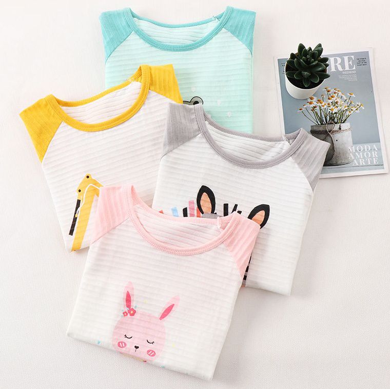 MAMDADKIDS - 竹節棉短袖套裝/家居服-呆呆斑馬-淺灰色