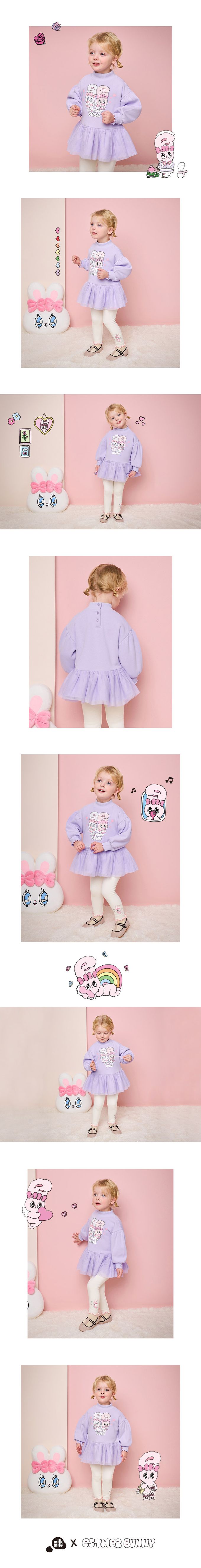 韓國 milk mile - (聯名款)LOVELY BEBE內刷毛拼接上衣-紫