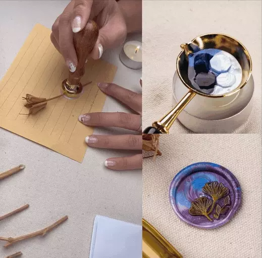 HAPPYMT - 客製火漆章封蠟超值組-金色蠟粒-25mm圓章