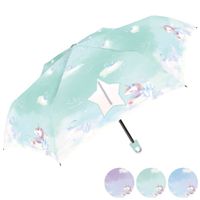 日本中谷 - 星星透明窗兒童折疊傘-夢幻獨角獸-薄荷綠 (50cm)