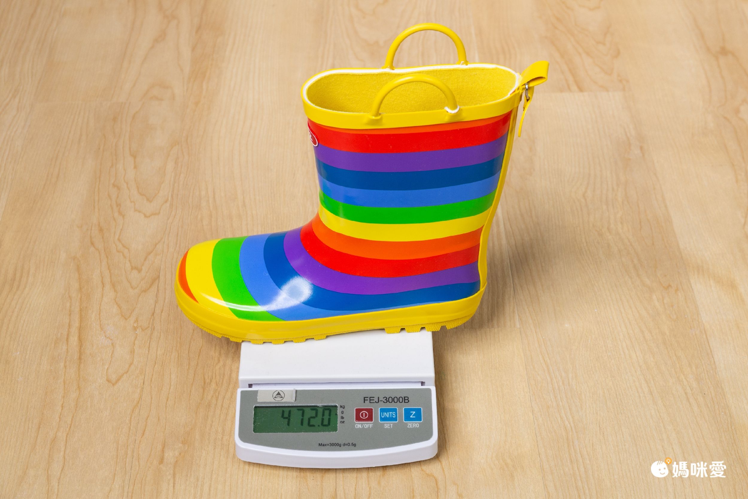 韓國 OZKIZ - 兒童橡膠防滑刻紋雨鞋-彩虹