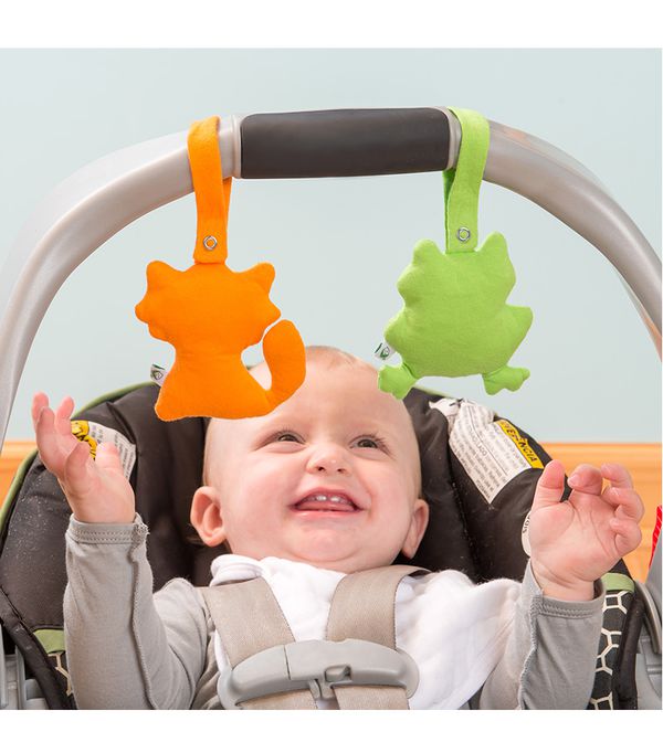 美國 green sprouts - 寶寶有機棉玩偶掛飾2入組-狐狸青蛙 (3M)