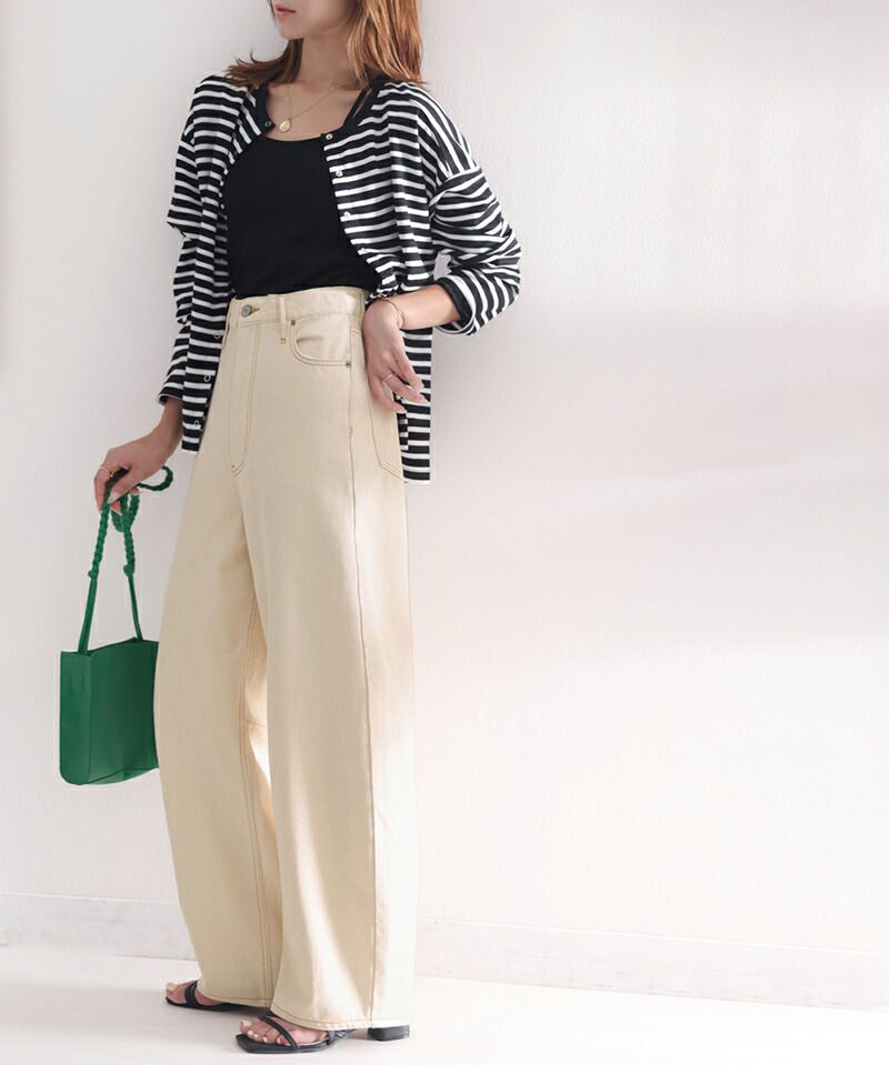 日本 Classical Elf - 100%棉 厚磅丹寧繭型長褲-米杏