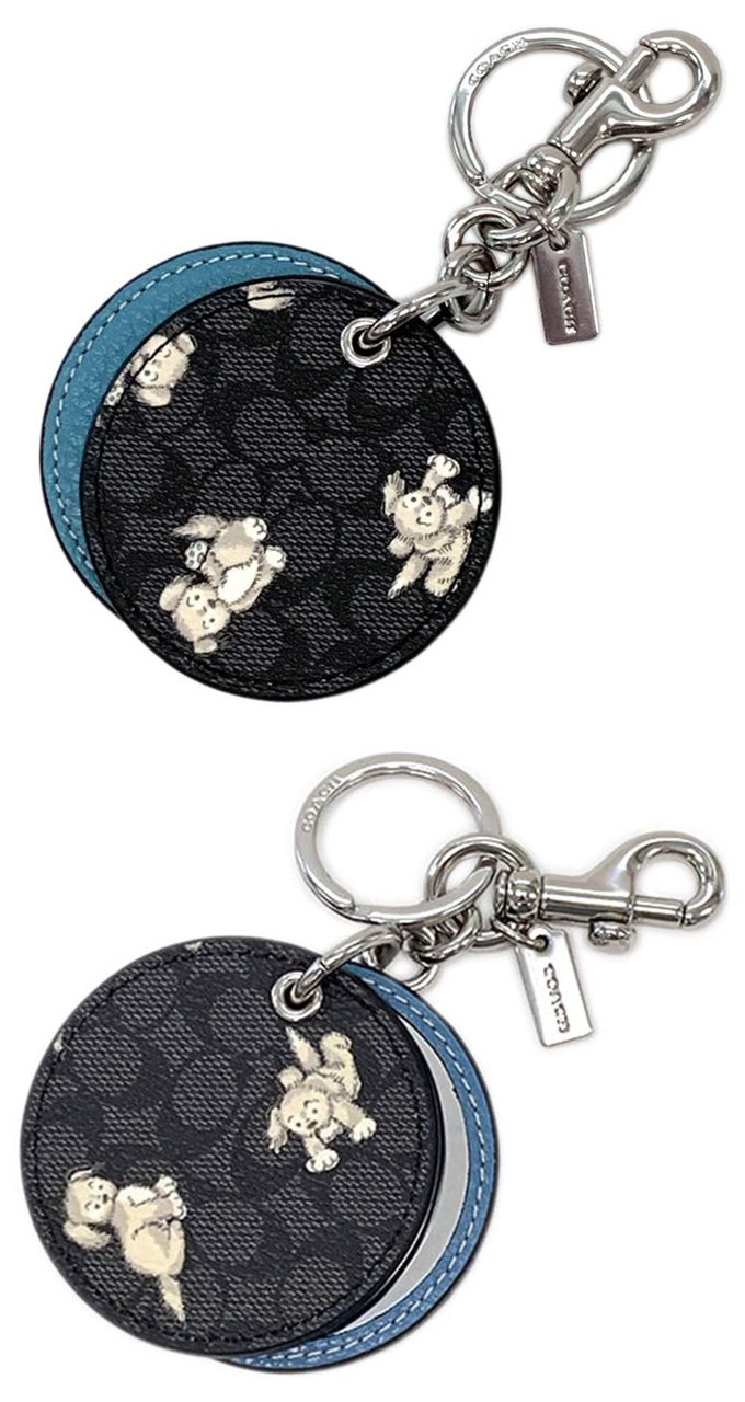 COACH - 印花皮革鑰匙圈 (狗狗)