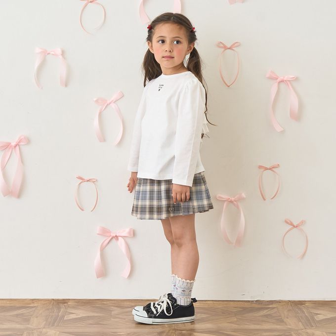 日本 Lycee mine - 100%棉 前後兩穿荷葉邊長袖上衣-淺棕