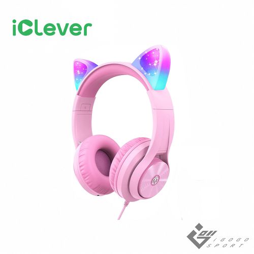 iClever - HS20 炫光兒童耳機-粉紅色-可愛炫光貓耳與聽力保護