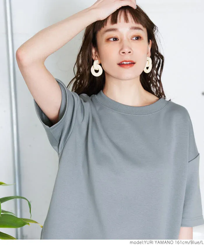 日本 COCA - 新感覺系列 輕盈落肩寬袖上衣-灰藍