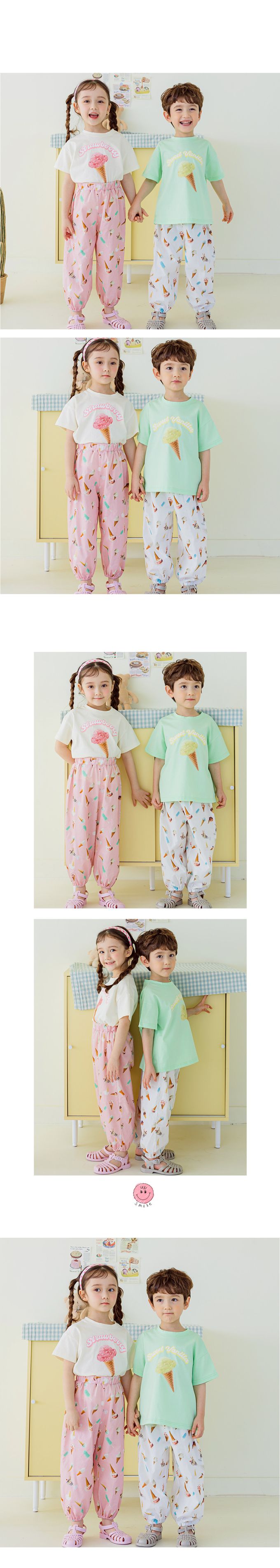 韓國 Bebezoo - 透氣純棉縮褲管防蚊褲-冰淇淋-粉