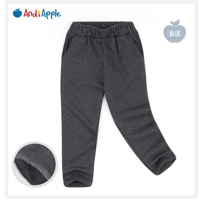 韓國 AndiApple - 學院風格紋假兩件內刷毛長袖套裝-深藍