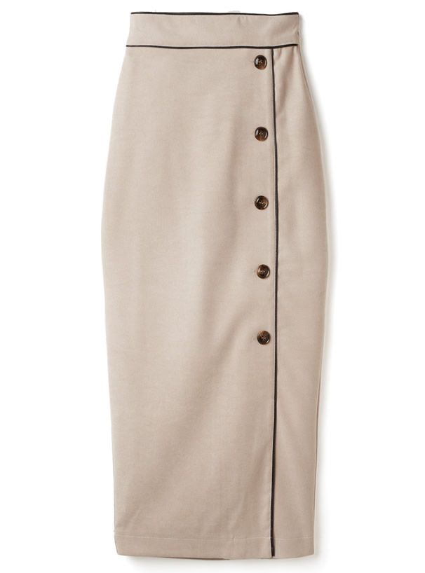 日本 GRL - 復古毛呢感修身鉛筆裙-淺米杏