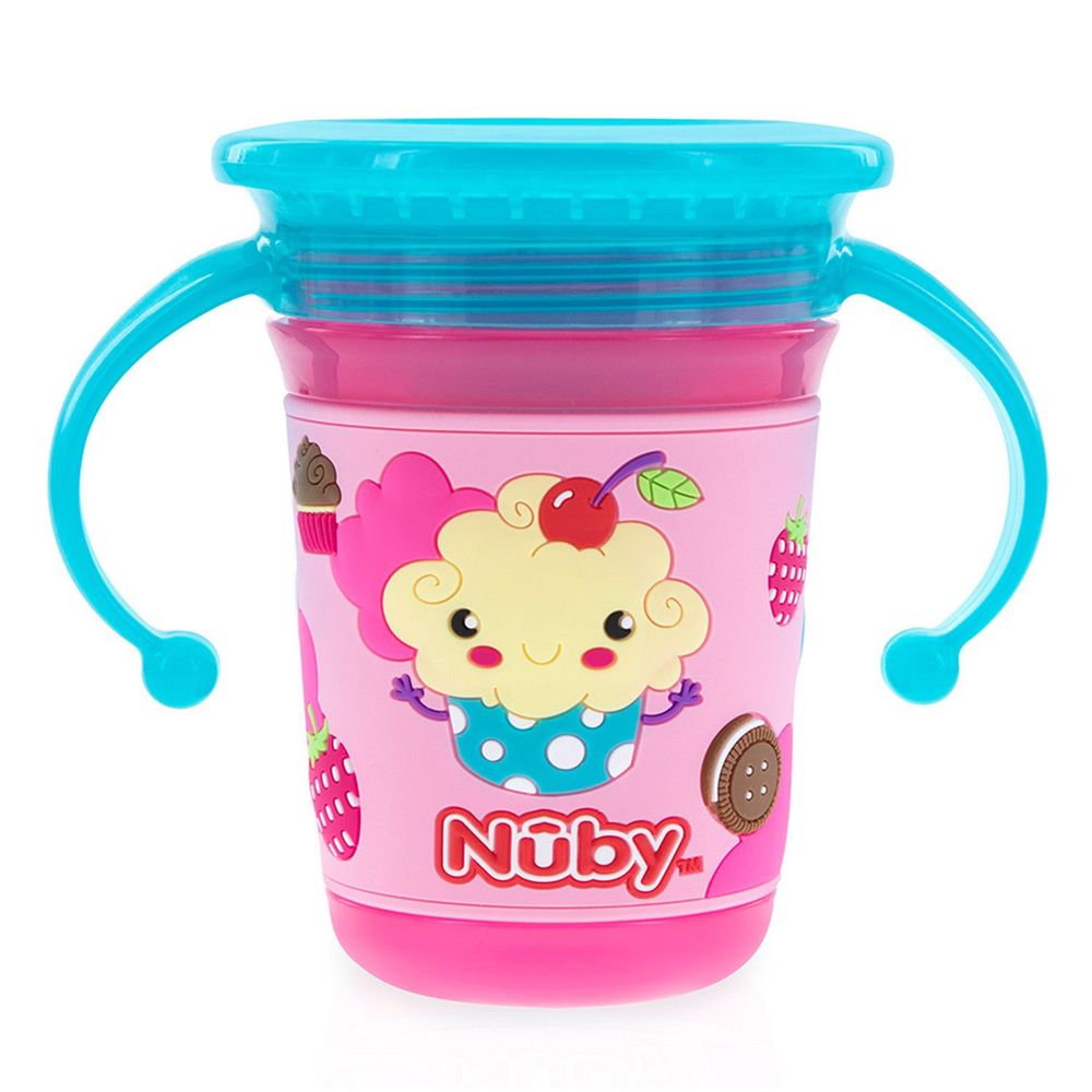 Nuby - 3D 360度喝水杯240ml-點心-粉紅