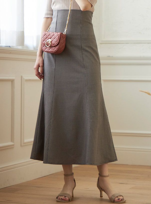 日本 GRL - 後腰綁帶設計修身魚尾長裙-蘋果綠