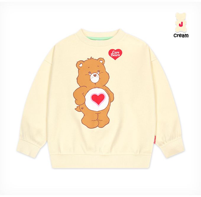 韓國 Jelispoon - (聯名款)熊熊愛心印花內刷毛大學T-奶油米