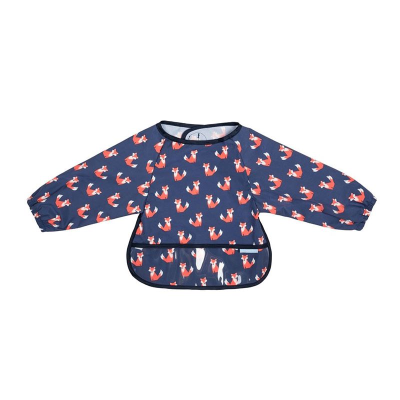 英國 JoJo Maman BeBe - 長袖圍兜/吃飯衣-可愛狐狸