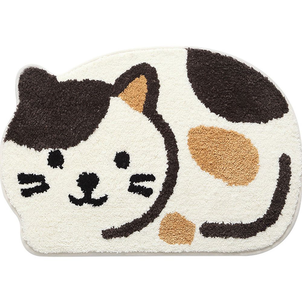 快速吸水植絨浴室腳踏墊-可愛貓貓-米白 (45x65cm)