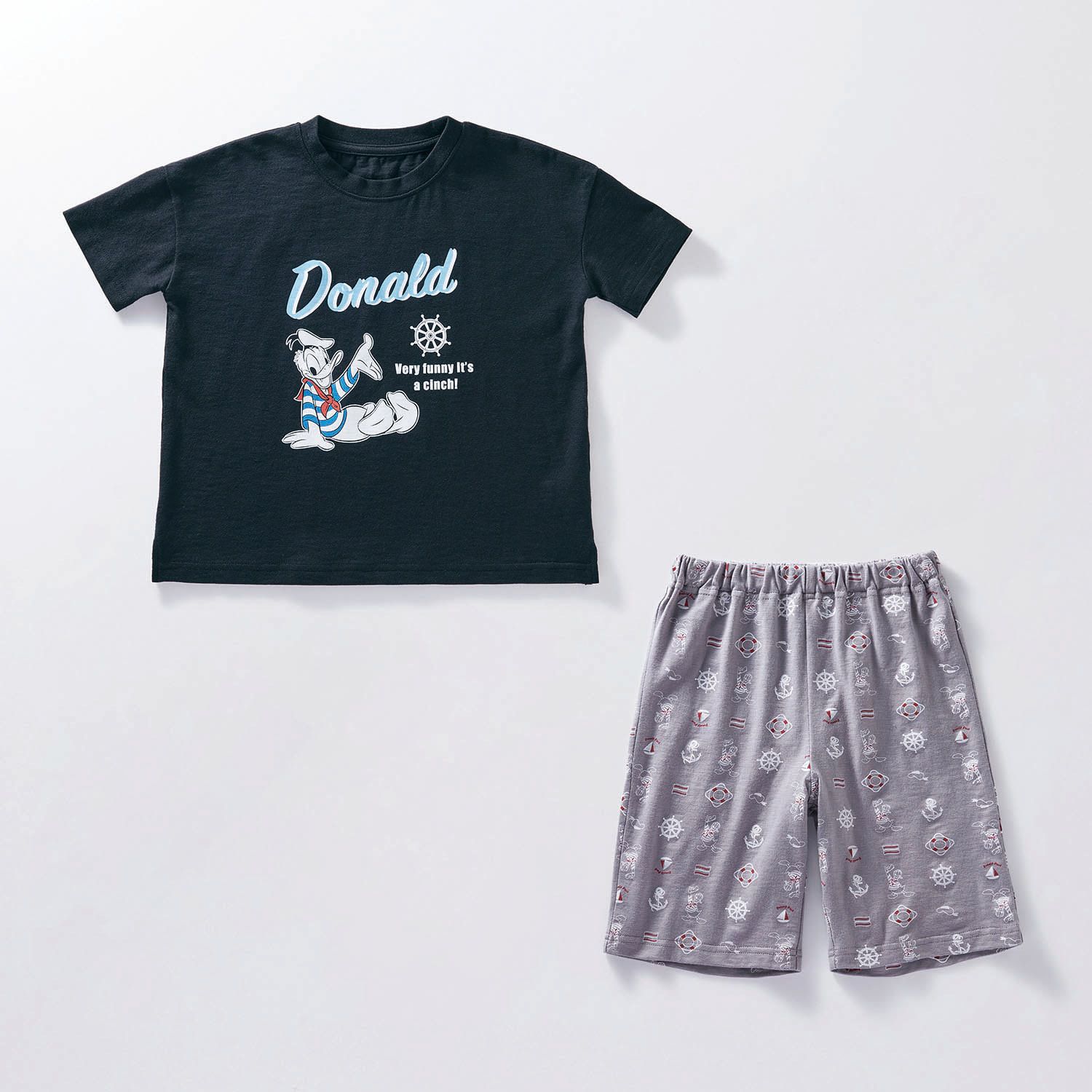 日本千趣會 - 迪士尼 純棉涼爽短袖家居服/睡衣-唐老鴨-深藍x灰