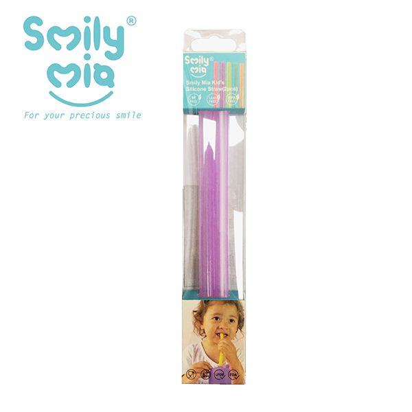 美國 Smily Mia - SmilyMia矽膠吸管組2入-(2細)-粉