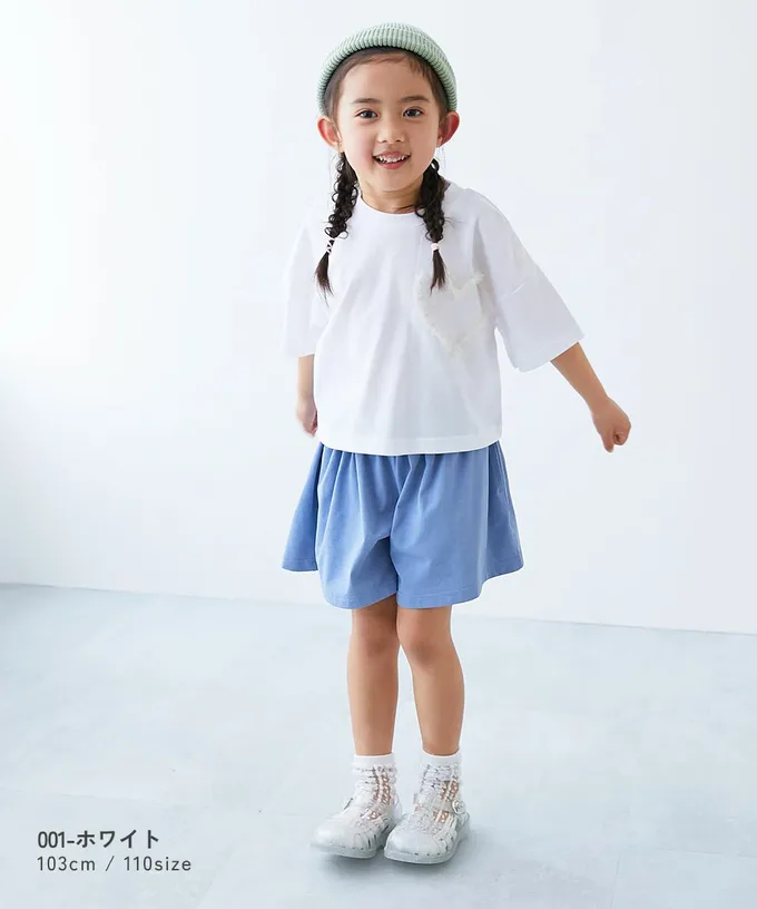 日本 devirock - 俏麗薄紗點綴短袖上衣-愛心-淺藍