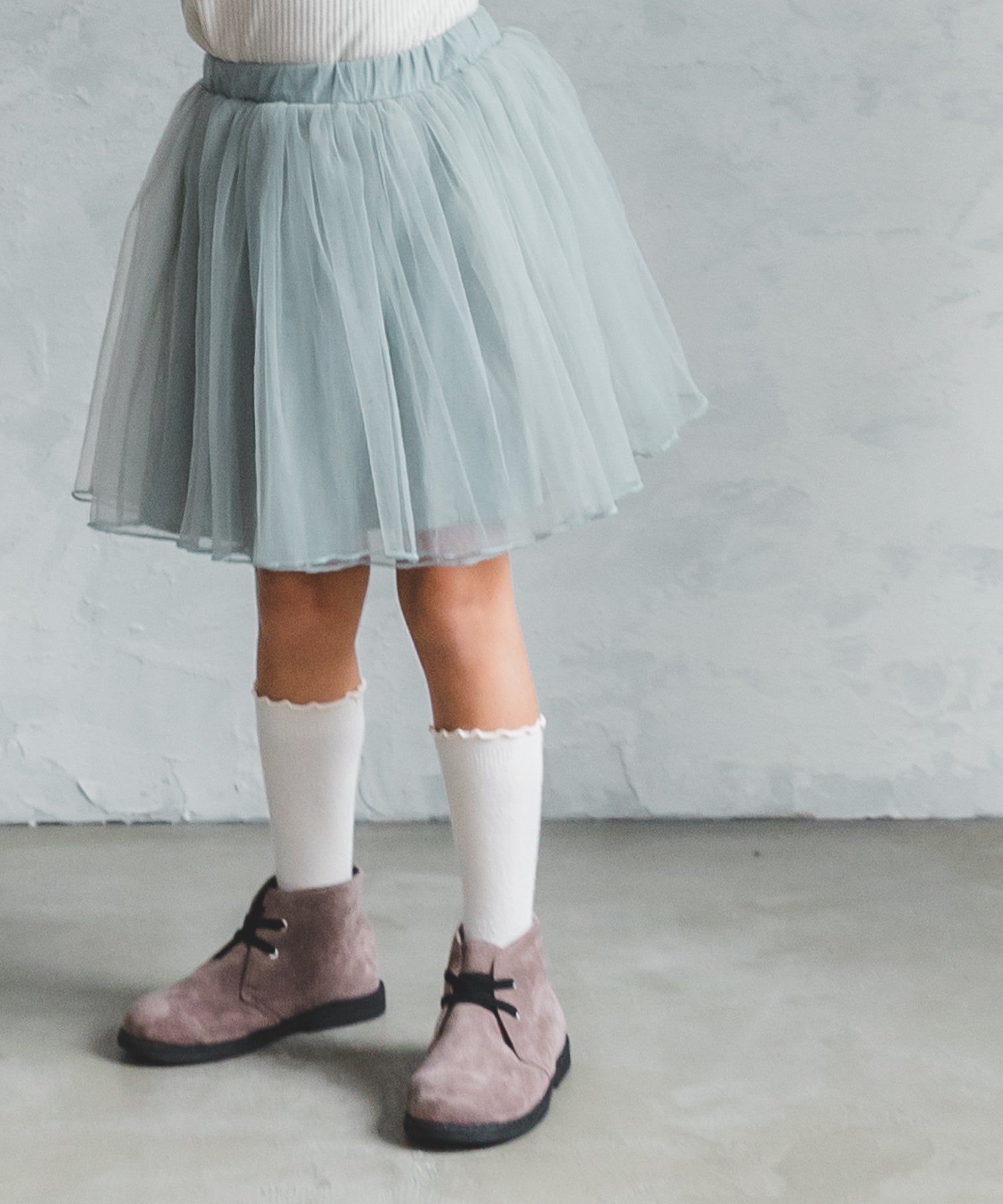 日本 PAIRMANON - 小精靈薄紗澎澎裙(附安全褲)-淺灰